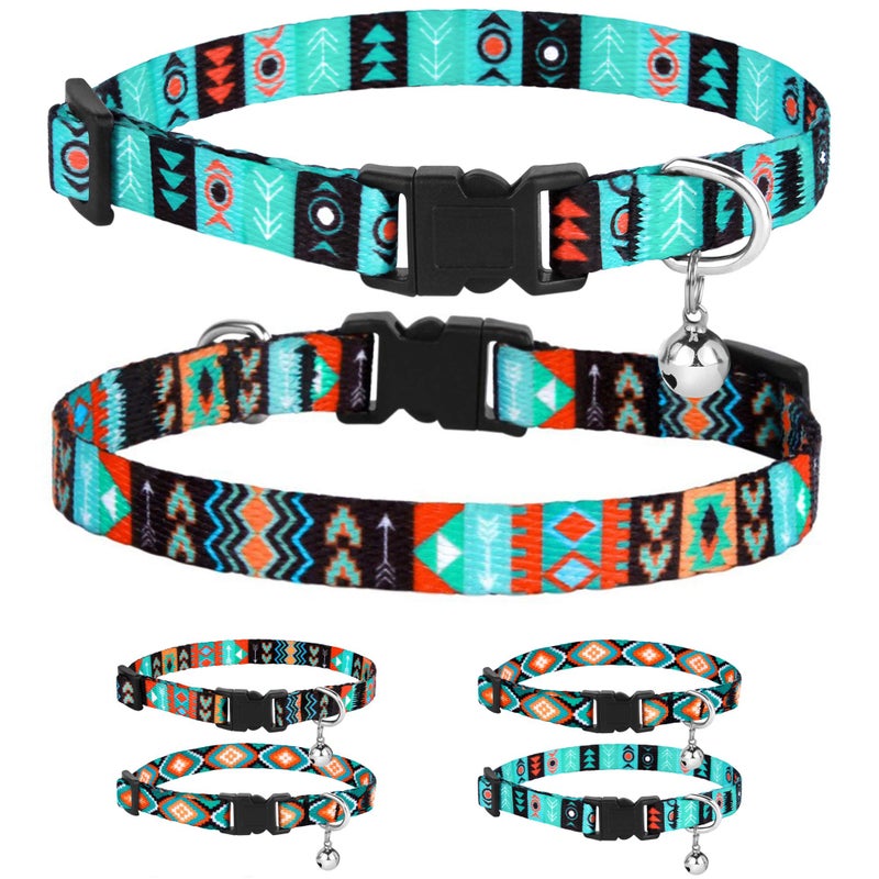 CollarDirect Cat Collar Breakaway with Removable Bell Set of 2 PCS Tribal Pattern Aztec Pet Safety Adjustable Kitten Collar - Image 1